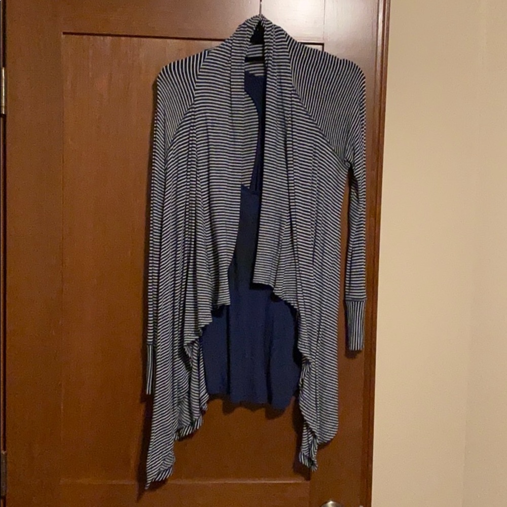 Navy/white striped cardigan size M